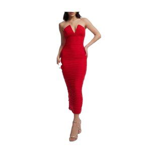 Ferra Strapless Cocktail Dress in Rouge